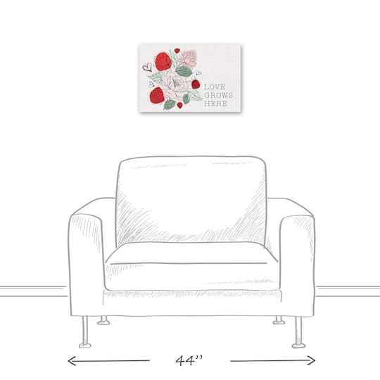 Love Grows Here Floral Canvas Wall Art